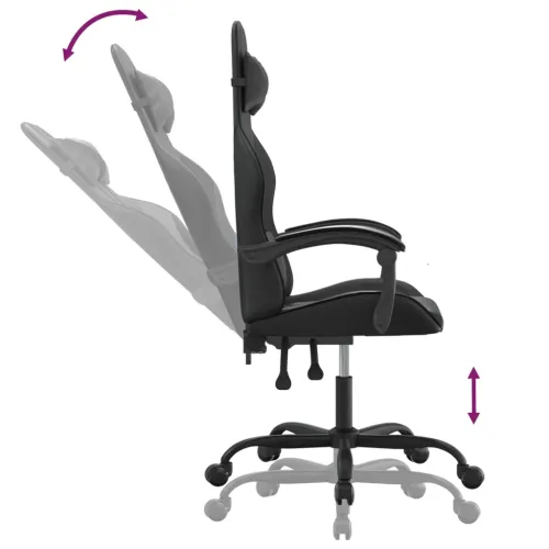 Okretna Gaming stolica crna od umjetne kože - Crna Bez naslona za noge Cijena