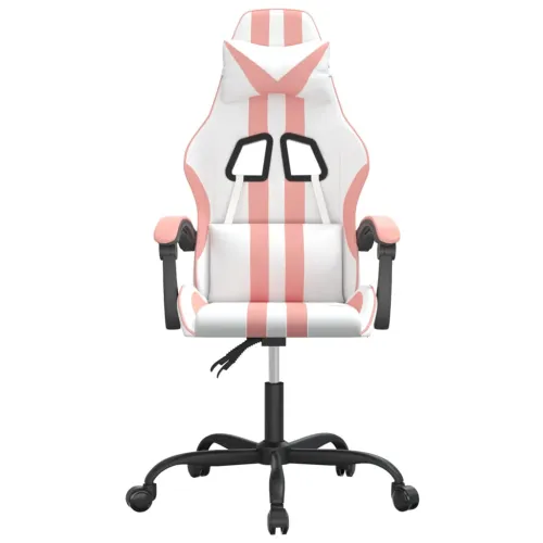 Okretna Gaming stolica bijelo-ružičasta od umjetne kože - Bijela i ružičasta Bez naslona za noge Cijena