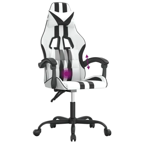 Okretna Gaming stolica bijelo-crna od umjetne kože - Bijela i crna Bez naslona za noge Cijena