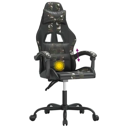 Okretna Gaming stolica crno-maskirna od umjetne kože - Crna i maskirna Bez naslona za noge Cijena