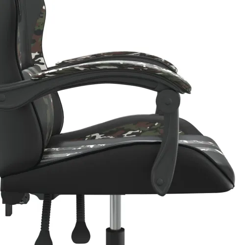 Okretna Gaming stolica crno-maskirna od umjetne kože - Crna i maskirna Bez naslona za noge Cijena