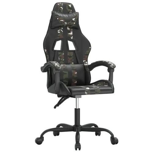 Okretna Gaming stolica crno-maskirna od umjetne kože - Crna i maskirna Bez naslona za noge Cijena