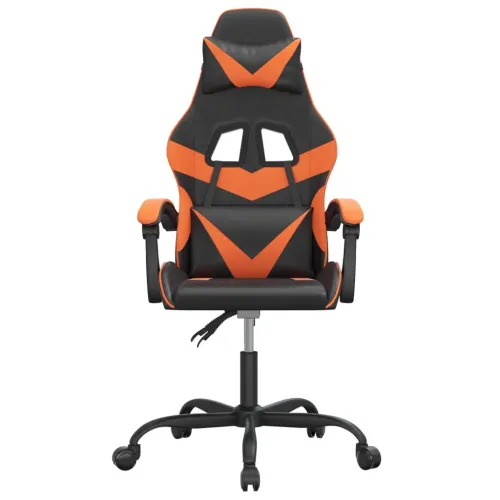 Okretna Gaming stolica crno-narančasta od umjetne kože - Crna i narančasta Bez naslona za noge Cijena