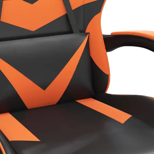 Okretna Gaming stolica crno-narančasta od umjetne kože - Crna i narančasta Bez naslona za noge Cijena