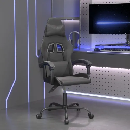 Okretna Gaming stolica crna od umjetne kože - Crna Bez naslona za noge Cijena