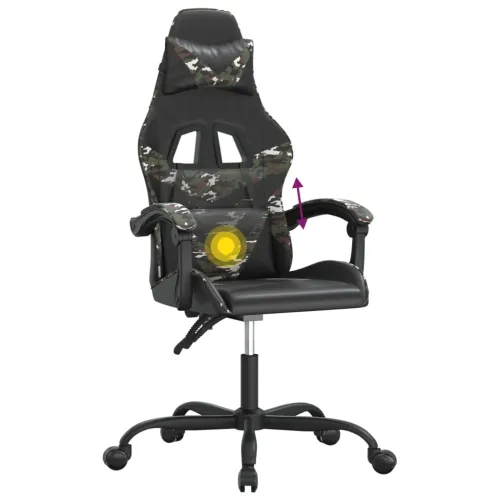 Okretna Gaming stolica crno-maskirna od umjetne kože - Crna i maskirna Bez naslona za noge Cijena