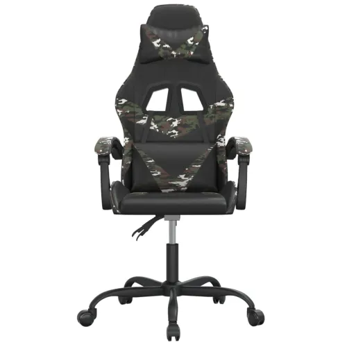 Okretna Gaming stolica crno-maskirna od umjetne kože - Crna i maskirna Bez naslona za noge Cijena