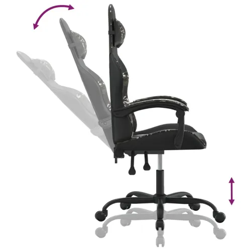 Okretna Gaming stolica crno-maskirna od umjetne kože - Crna i maskirna Bez naslona za noge Cijena