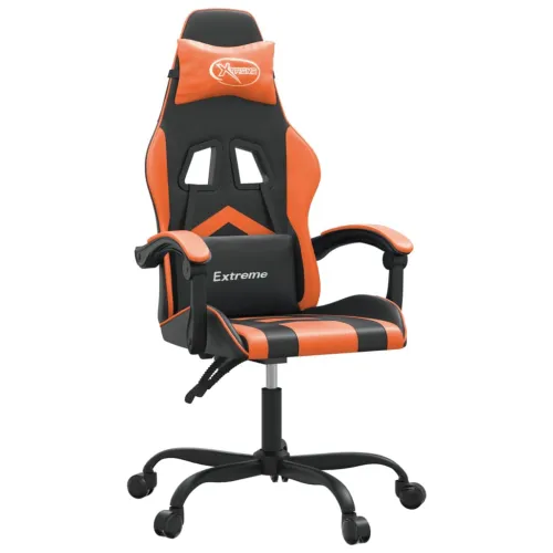 Okretna Gaming stolica crno-narančasta od umjetne kože - Crna i narančasta Bez naslona za noge Cijena