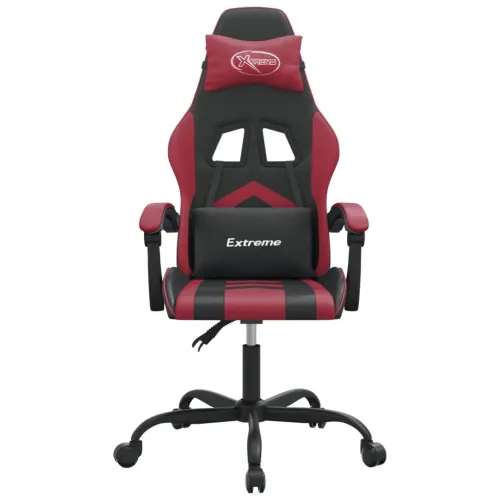 Okretna Gaming stolica crna i crvena boja vina od umjetne kože - Crna i crvena boja vina Bez naslona za noge Cijena