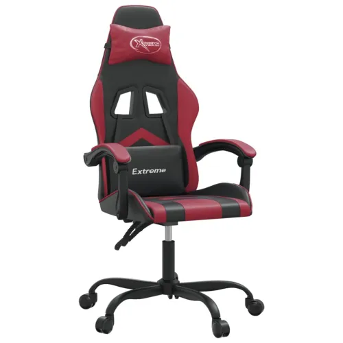 Okretna Gaming stolica crna i crvena boja vina od umjetne kože - Crna i crvena boja vina Bez naslona za noge Cijena