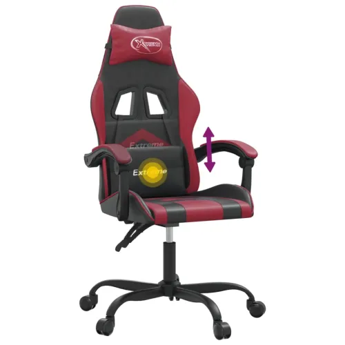 Okretna Gaming stolica crna i crvena boja vina od umjetne kože - Crna i crvena boja vina Bez naslona za noge Cijena
