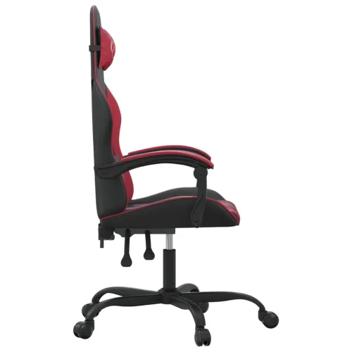 Okretna Gaming stolica crna i crvena boja vina od umjetne kože - Crna i crvena boja vina Bez naslona za noge Cijena