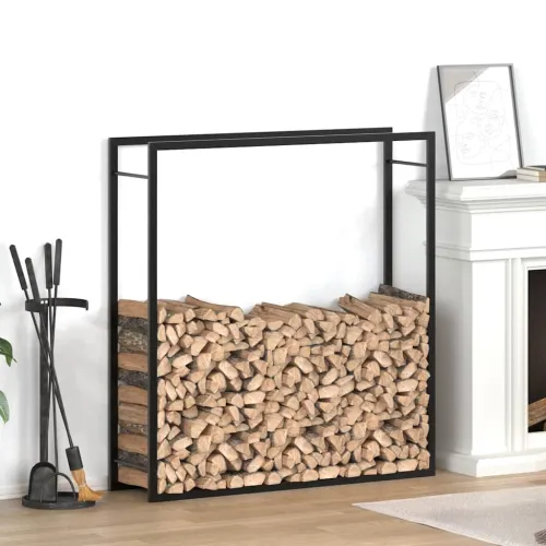 Stalak za drva za ogrjev mat crni 110x28x116 cm čelični - Crna 110 x 28 x 116 cm Cijena