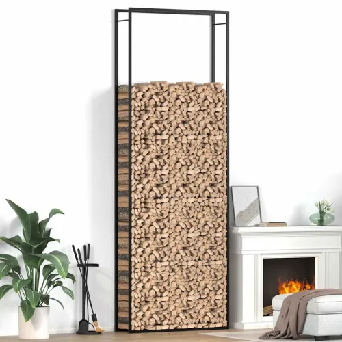 Stalak za drva za ogrjev mat crni 110x28x312 cm čelični - Crna 110 x 28 x 312 cm Cijena