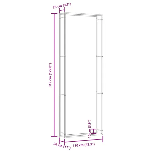 Stalak za drva za ogrjev mat crni 110x28x312 cm čelični - Crna 110 x 28 x 312 cm Cijena