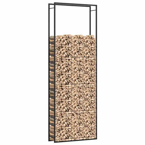 Stalak za drva za ogrjev mat crni 110x28x312 cm čelični - Crna 110 x 28 x 312 cm Cijena