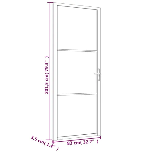 Unutarnja vrata 83 x 201,5 cm Bijela od mat stakla i aluminija - Bijela i mutna 83 x 201,5 cm 2 vodoravne šipke Cijena