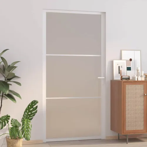 Unutarnja vrata 102,5x201,5 cm Bijela od mat stakla i aluminija - Bijela i mutna 102.5 x 201.5 cm 1 2 vodoravne šipke Cijena