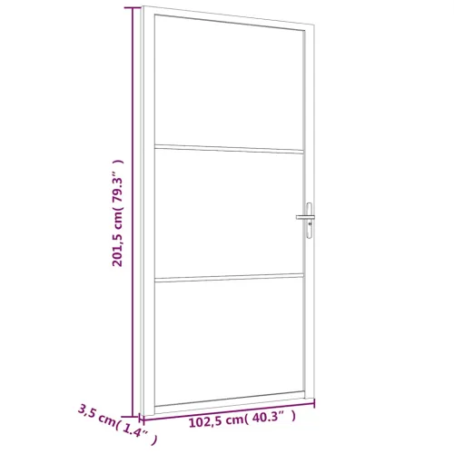 Unutarnja vrata 102,5x201,5 cm Bijela od mat stakla i aluminija - Bijela i mutna 102,5 x 201,5 cm 2 vodoravne šipke Cijena