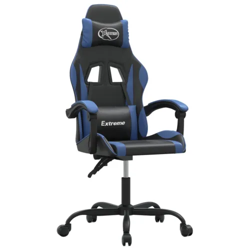 Gaming stolica crno-plava od umjetne kože - Crna i plava Bez naslona za noge Cijena