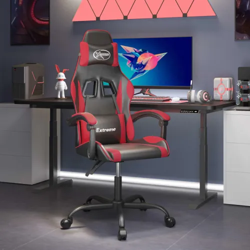 Gaming stolica crno-crvena od umjetne kože - Crna i crvena Bez naslona za noge Cijena