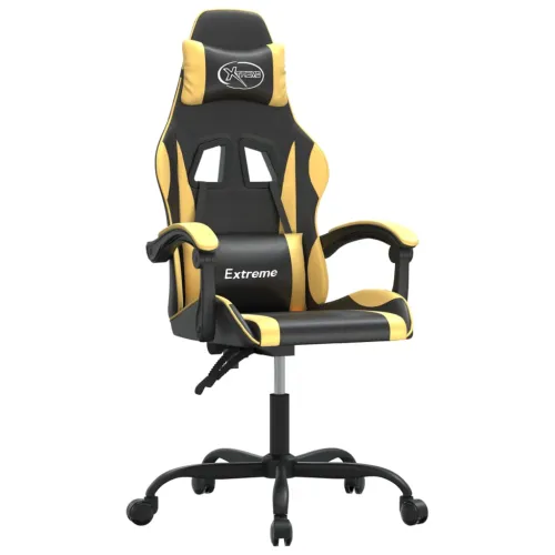 Gaming stolica crno-zlatna od umjetne kože - Crna i zlatna Bez naslona za noge Cijena