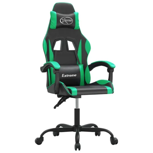 Gaming stolica crno-zelena od umjetne kože - Crna i zelena Bez naslona za noge Cijena