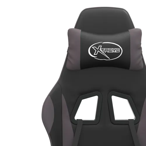 Gaming stolica crno-siva od umjetne kože - Crna i siva Bez naslona za noge Cijena