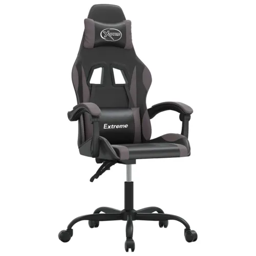 Gaming stolica crno-siva od umjetne kože - Crna i siva Bez naslona za noge Cijena