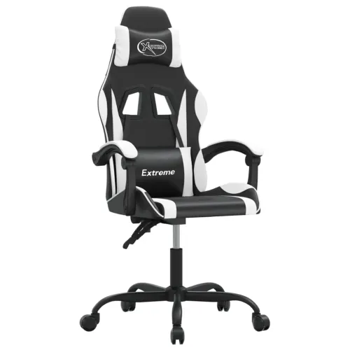 Gaming stolica od umjetne kože crno-bijela - Crno-bijelo Bez naslona za noge Cijena