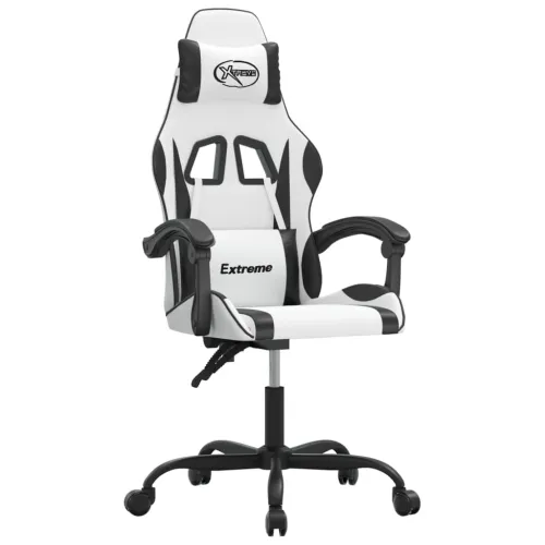 Gaming stolica bijelo-crna od umjetne kože - Bijela i crna Bez naslona za noge Cijena