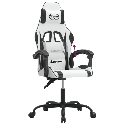 Gaming stolica bijelo-crna od umjetne kože - Bijela i crna Bez naslona za noge Cijena