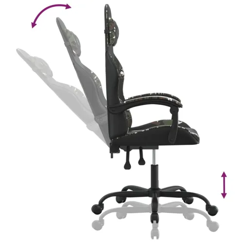 Gaming stolica crno-maskirna od umjetne kože - Crna i maskirna Bez naslona za noge Cijena
