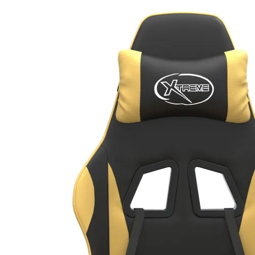 Okretna Gaming stolica crno-zlatna od umjetne kože - Crna i zlatna Bez naslona za noge Cijena