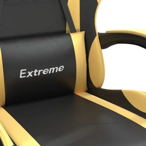 Okretna Gaming stolica crno-zlatna od umjetne kože - Crna i zlatna Bez naslona za noge Cijena
