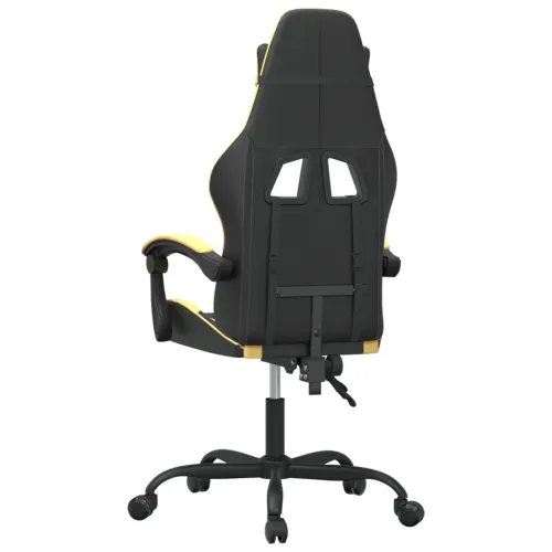 Okretna Gaming stolica crno-zlatna od umjetne kože - Crna i zlatna Bez naslona za noge Cijena