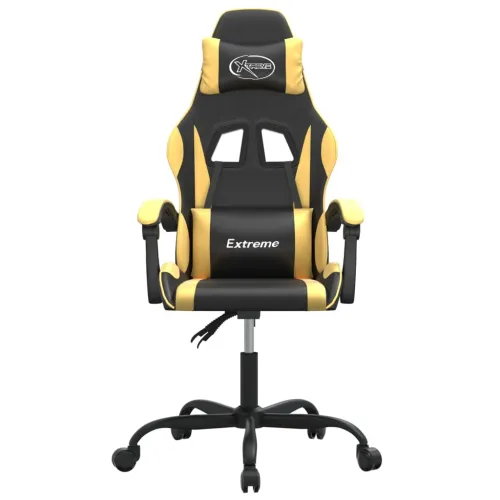 Okretna Gaming stolica crno-zlatna od umjetne kože - Crna i zlatna Bez naslona za noge Cijena