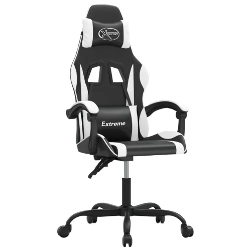 Okretna Gaming stolica od umjetne kože crno-bijela - Crno-bijelo Bez naslona za noge Cijena