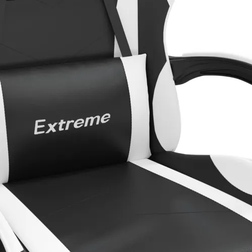 Okretna Gaming stolica od umjetne kože crno-bijela - Crno-bijelo Bez naslona za noge Cijena