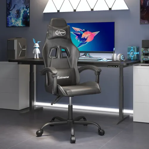Okretna Gaming stolica crna od umjetne kože - Crna Bez naslona za noge Cijena