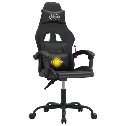Okretna Gaming stolica crna od umjetne kože - Crna Bez naslona za noge Cijena