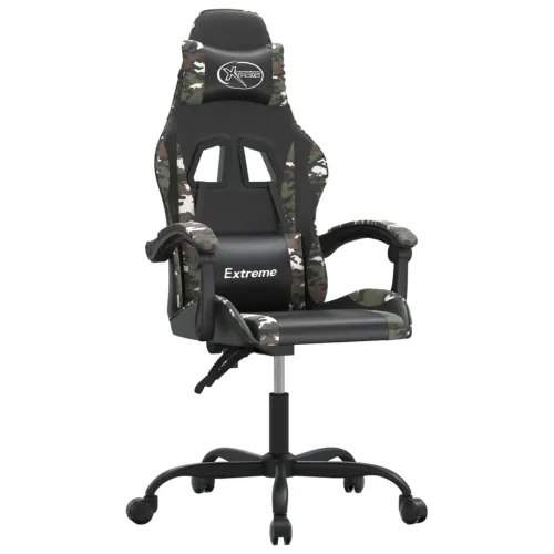 Okretna Gaming stolica crno-maskirna od umjetne kože - Crna i maskirna Bez naslona za noge Cijena