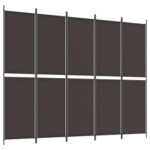 Paravan - Sobna pregrada s 5 panela smeđa 250 x 200 cm od tkanine - Smeđa 250 x 200 cm 1 1 Cijena