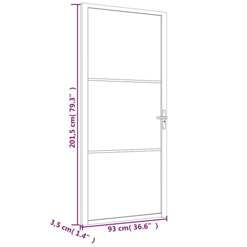 Unutarnja vrata 93 x 201,5 cm crna od ESG stakla i aluminija - Crna i tamnoprozirna 93 x 201,5 cm 2 vodoravne šipke Cijena