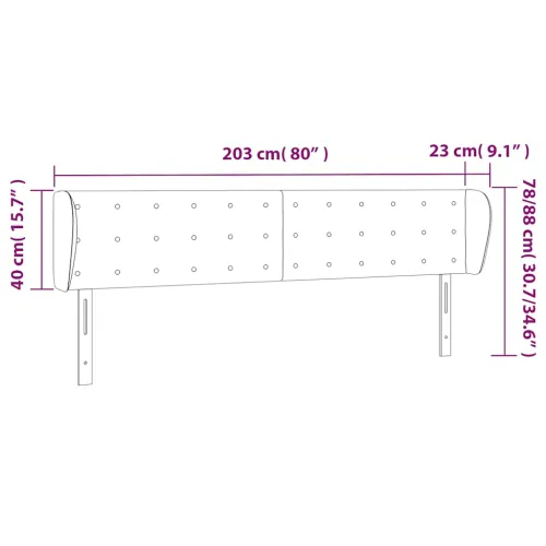 Uzglavlje s ušima tamnoplavo 203x23x78/88 cm baršunasto - Tamno plava 203 x 23 x 78/88 cm Cijena