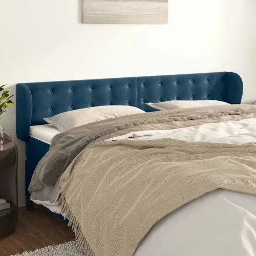 Uzglavlje s ušima tamnoplavo 203x23x78/88 cm baršunasto - Tamno plava 203 x 23 x 78/88 cm Cijena