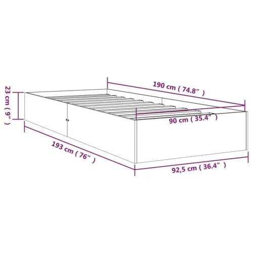 Okvir za krevet od masivnog drva 90 x 190 cm jednokrevetni - Prirodna 90 x 190 cm Cijena