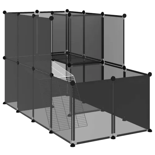 Kavez za male životinje crni 142 x 74 x 93 cm PP i čelik - Crna Crna Cijena