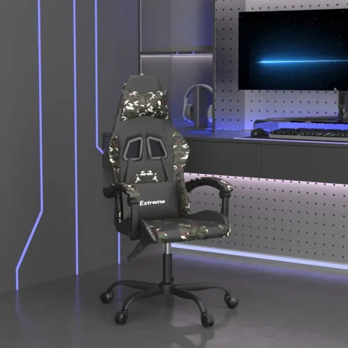 Okretna Gaming stolica crno-maskirna od umjetne kože - Crna i maskirna Bez naslona za noge Cijena